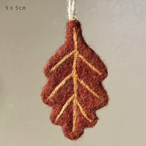 Felted Autumn Leaf Hanger - Oak