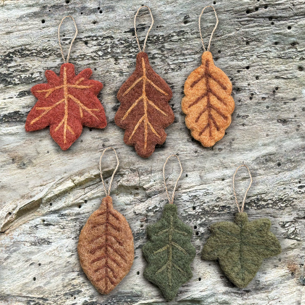 Felted Autumn Leaf Hanger - Beech