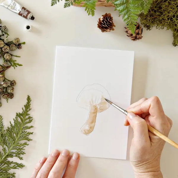 Paintable Watercolour Notecard Set - Mushrooms