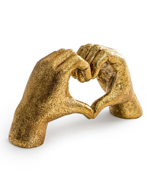 Large Antique Gold Heart Hands Ornament