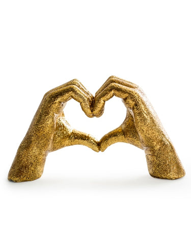 Large Antique Gold Heart Hands Ornament