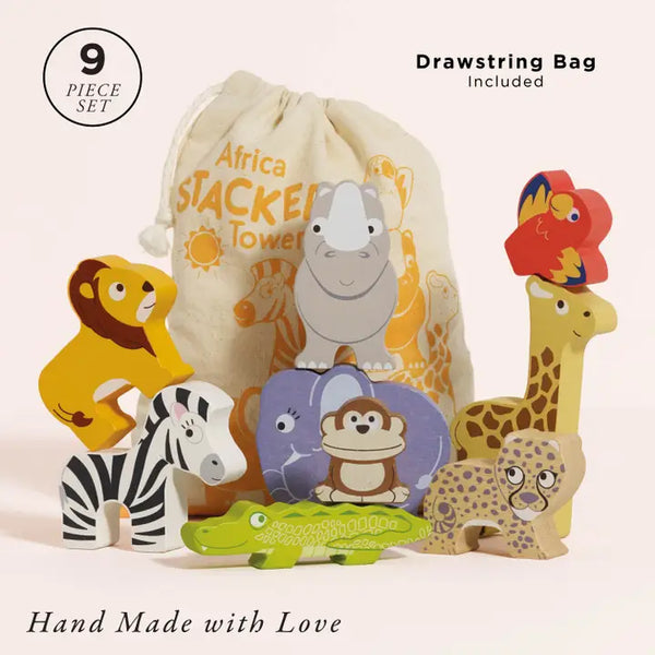 African Stacking Animals & Bag