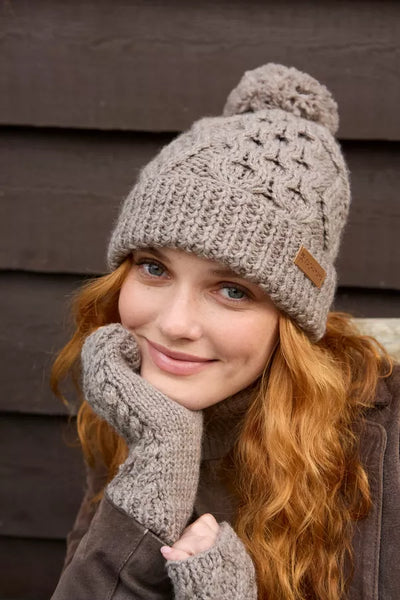 Pachamama Enniskerry (Merino) Bobble Beanie - Mushroom