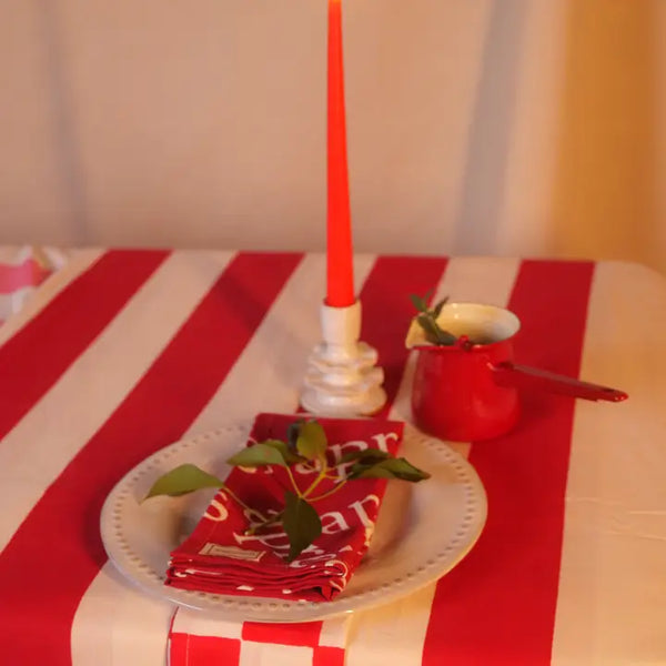 Red & White Striped Tablecloth