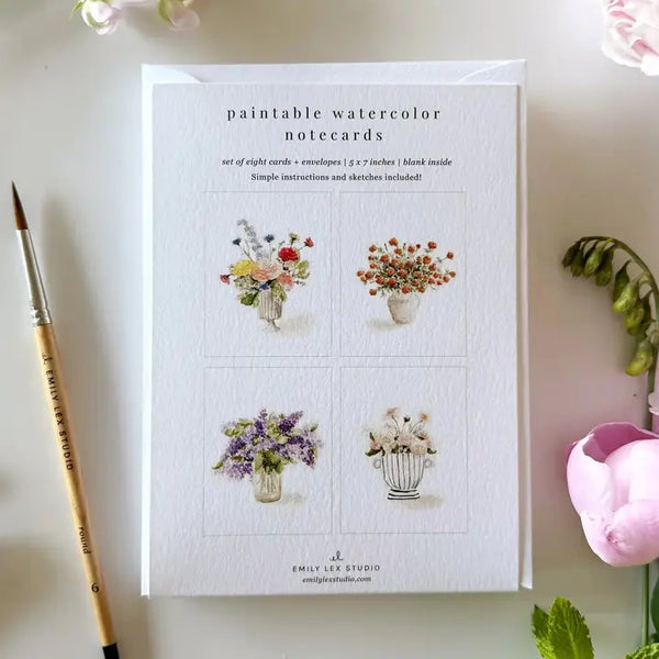Paintable Watercolour Notecard Set - Bouquets