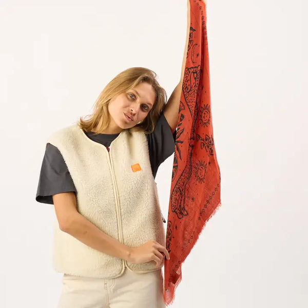 100% Small Wool Scarf - Brick