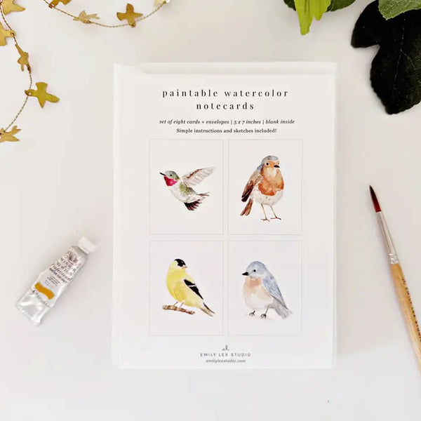 Paintable Watercolour Notecard Set - Birds