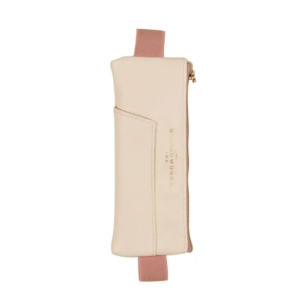 Vegan Leather Pen Pouch - Cream + Taupe