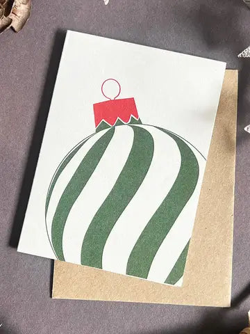 Penguin Ink Christmas Card - Bauble