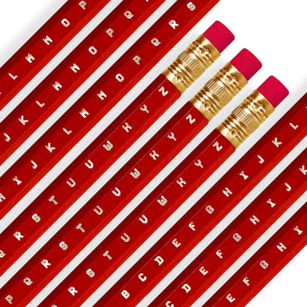 Alphabet Foil Printed Pencils - Box of 3