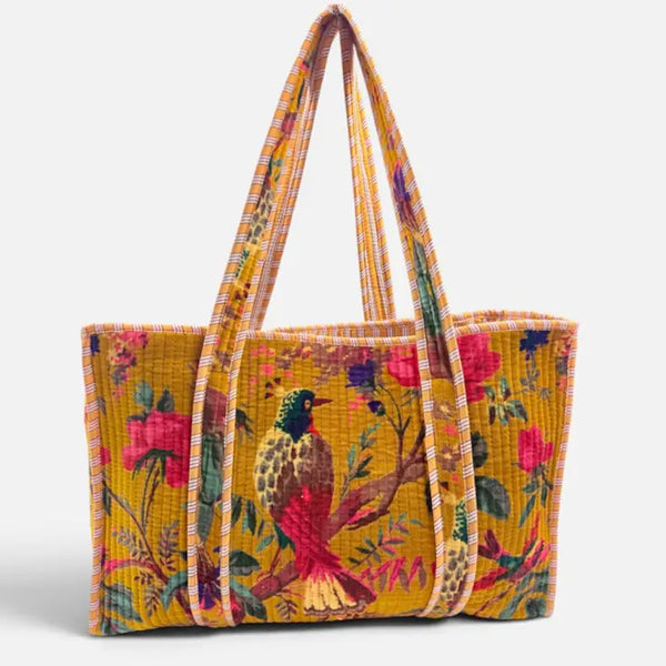 Velvet Kantha Quilted Boho Reversible Tote Bag