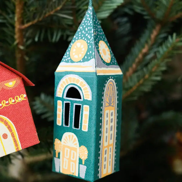 Screen-Printed Board Decoration - Winter Steeple