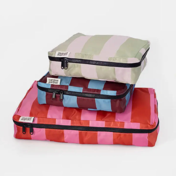 Mixed Multi-Stripe Print Set of 3 Packing Cubes
