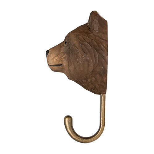 Handcarved Wooden Hook - Brown Bear