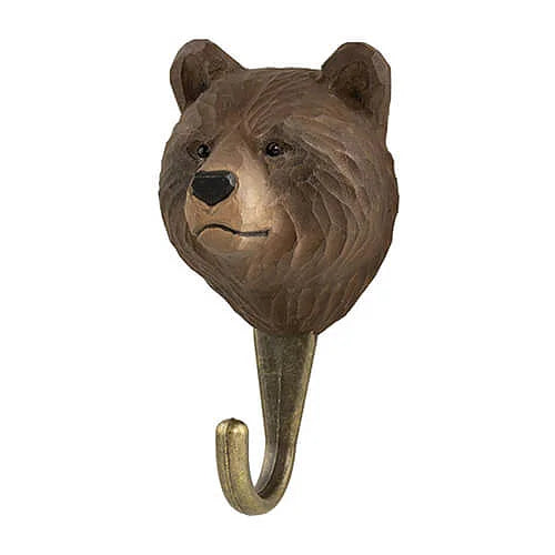 Handcarved Wooden Hook - Brown Bear