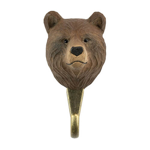 Handcarved Wooden Hook - Brown Bear