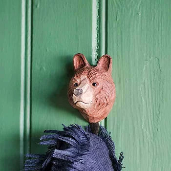 Handcarved Wooden Hook - Brown Bear