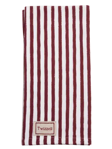 Merlot & White Pinstripe Napkins - Set of 4