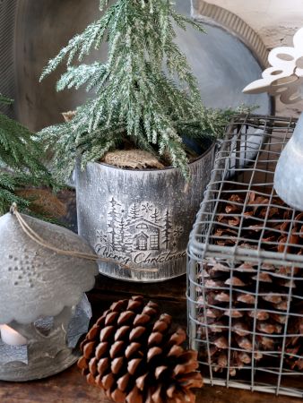 Merry Christmas Zinc Planter