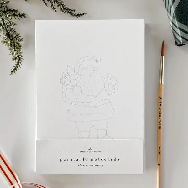 Paintable Watercolour Notecard Set - Classic Christmas