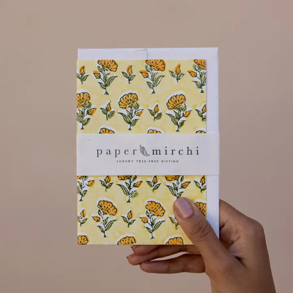 Hand Block Printed Greeting Card - Gc Ditsy Floral Sunshine