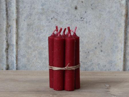 Short Dinner Candle Bundle of 5 - Dark Red