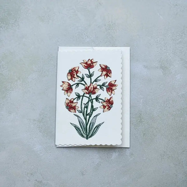 Hand Block Printed Greeting Card - Champaca Sage