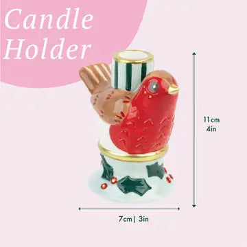 Hand-Painted Robin Candle Holder