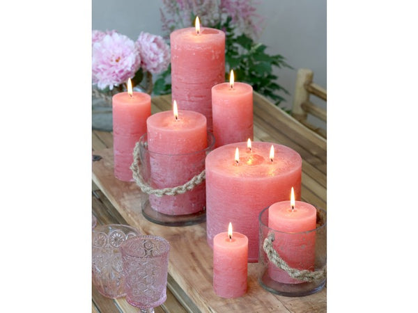 Raspberry Rustic Pillar Candle