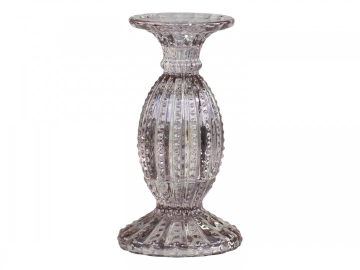 Taupe Glass Pillar Candlestick - two sizes