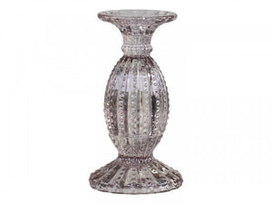 Taupe Glass Pillar Candlestick - two sizes