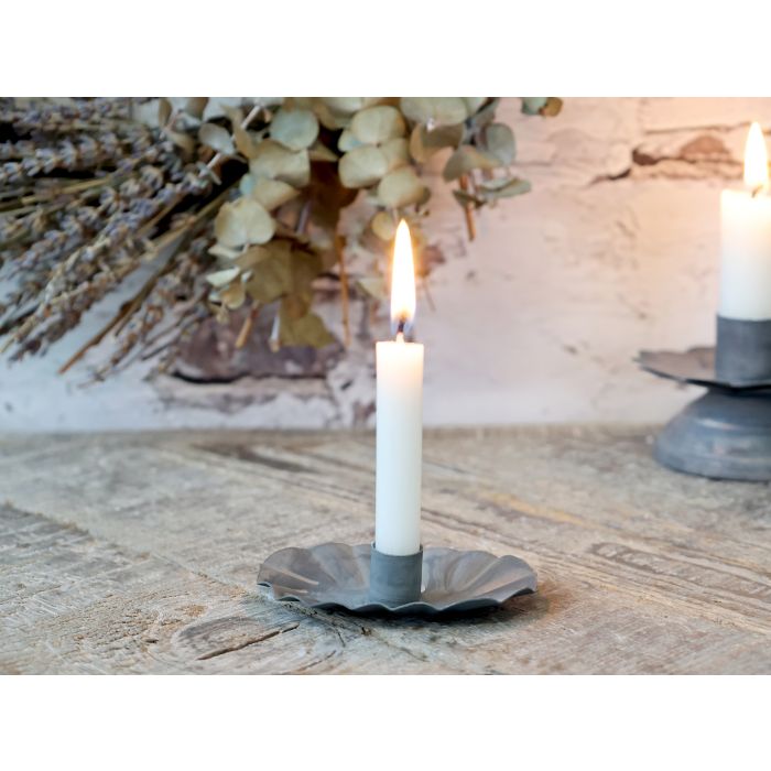 Zinc Scalloped Taper Candle Holder