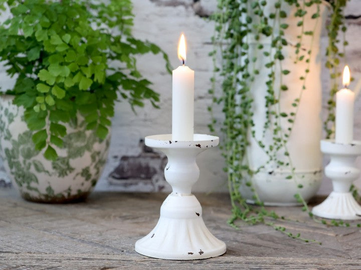 White Distressed Dinner Candlestick Holder