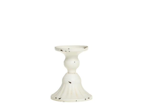 White Distressed Dinner Candlestick Holder