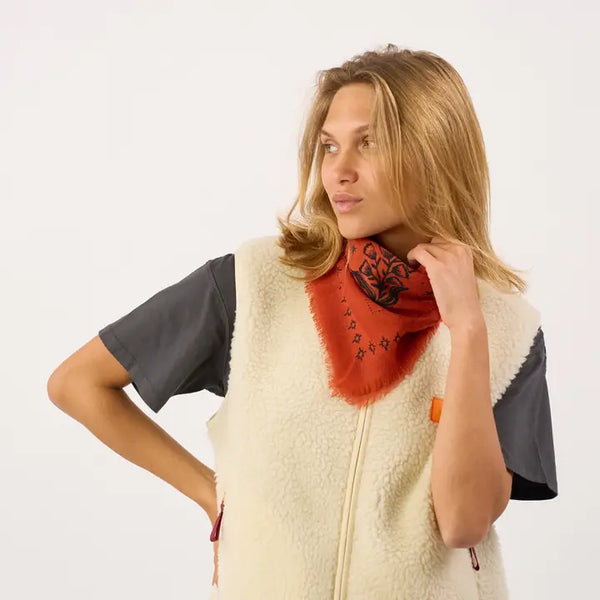 100% Small Wool Scarf - Brick