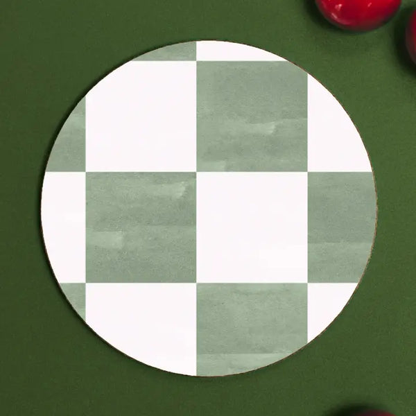Round Coaster - Matcha Checkerboard
