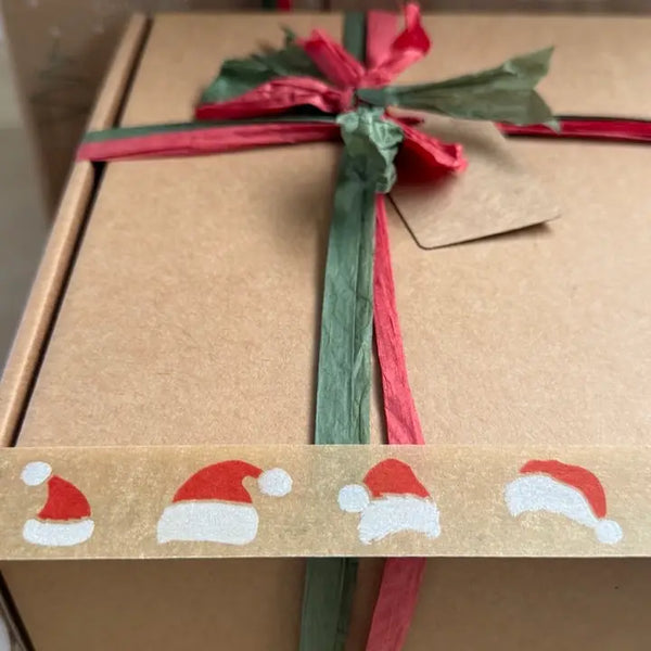 Red & White Festive Santa Hat Kraft Paper Tape