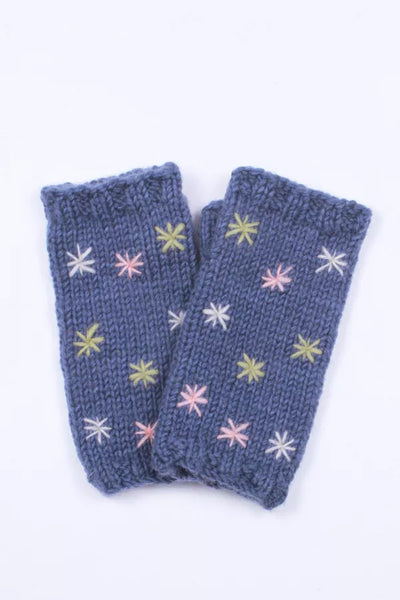 Pachamama Merino Wildflower Handwarmers - Denim