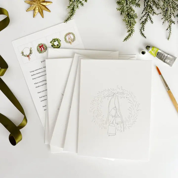 Paintable Watercolour Notecard Set - Wreaths