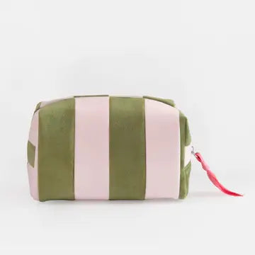 Pink/Green Stripe Cube Cosmetic Bag