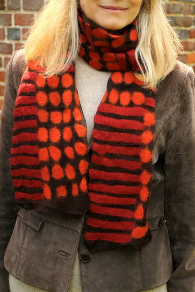 Pachamama Spots & Stripes Scarf - Red