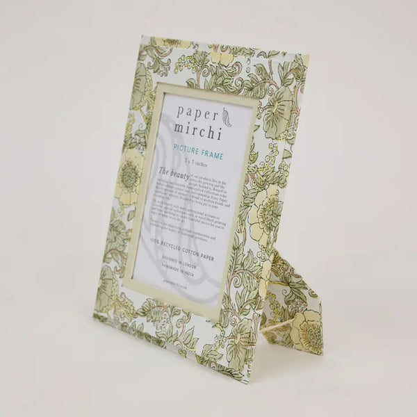 Block Printed Picture Frame (5x7) - Wild Rose Buttercream