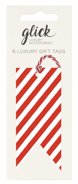 6 Christmas Luxury Gift Tags - Candy Cane Stripe