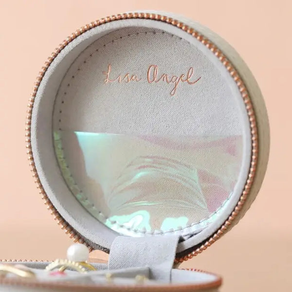 Grey Round Travel Jewellery Case