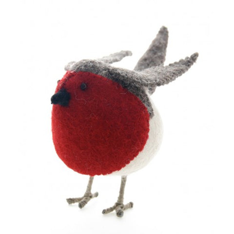 Fiona Walker Small Classic 9cm Semi Standing Felt Robin