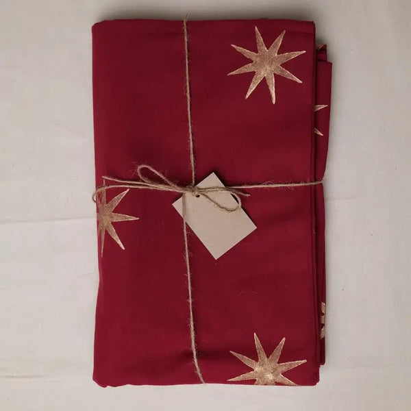 Merlot & Gold Star Tablecloth
