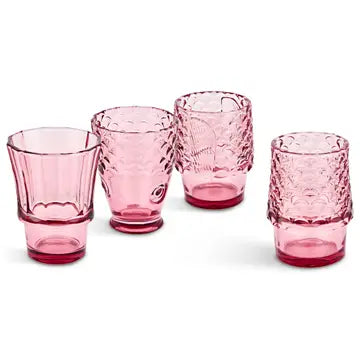 Fish Stacking Drinking Glass - Set of 4 - Pink