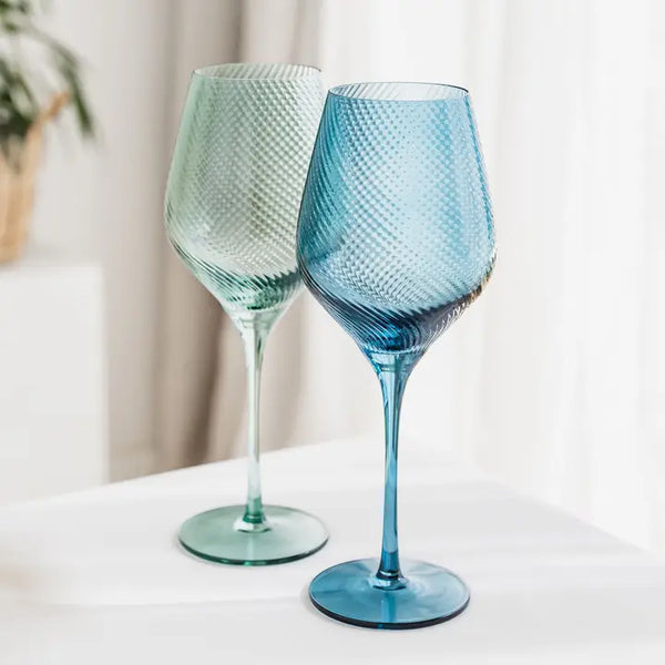Twist Coloured Wine Glasses - Set of 2 - Blue/Green