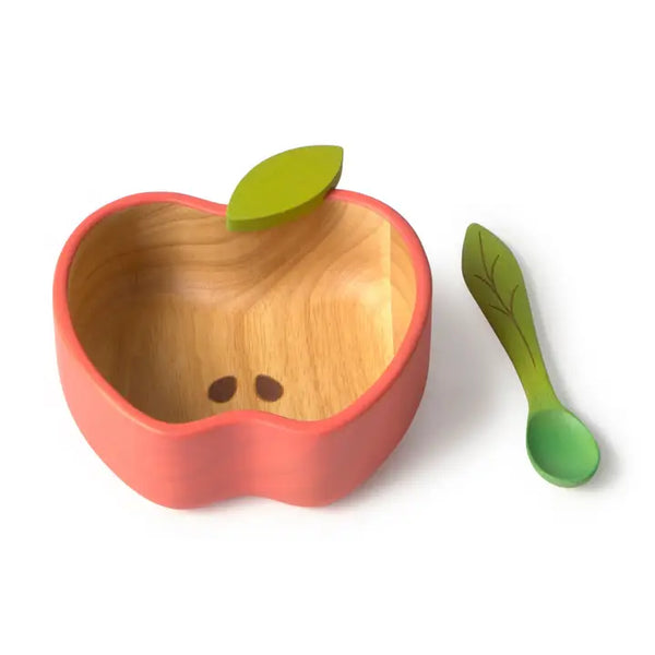 Pepa the Apple Rubberwood Baby Bowl & Spoon