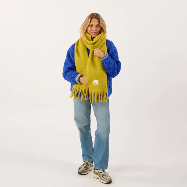 Wide Scarf in Mixed Wool - Olive